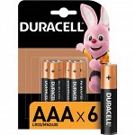 DURACELL Basic AAА Батарейки алкалиновые 1.5V LR03 6шт