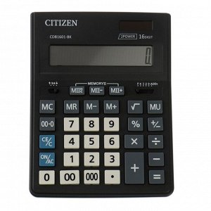 Калькулятор настольный 16-разрядный, Citizen Business Line CDB1601BK, двойное питание, 157 х 200 х 35 мм, чёрный