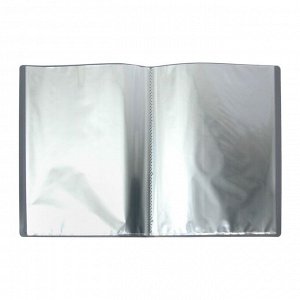 Папка 20 прозр вкладышей А4 15 мм, 600 мкм Сalligrata", карман на корешке, серый