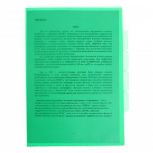 Папка-уголок, А4, 150 мкм, Calligrata, 3 отделения, прозрачная, зелёная