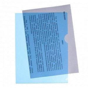 Папка-уголок, А5, 180 мкм, Calligrata, прозрачная, синяя