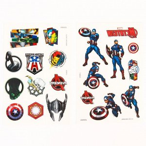 Набор детских татуировок + маска супергероя «Мстители» Капитан Америка, сделай маску + переводки MARVEL