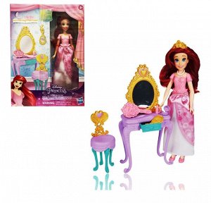 Hasbro. Кукла "Disney Princess. Ариель" 26см с акс.. (столик,стул. расч.,зеркало, корона) арт.F4846