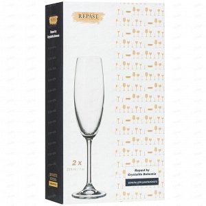 Набор фужеров Crystalite Bohemia Colibri/Gastro 220 мл, 2 шт, стекло, для шампанского