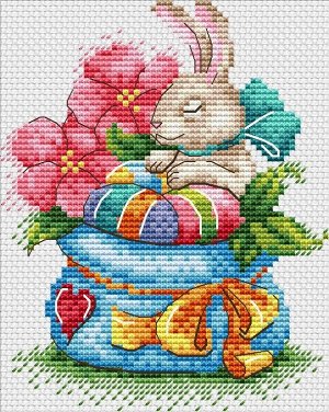 Набор для вышивания крестиком на канве от торговой марки «Жар-Птица» М-648 «Зайчонок в цветах».