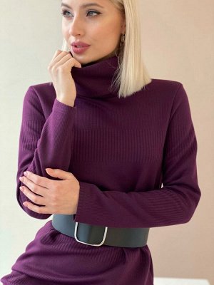 Платье-свитер из плотного трикотажа фиолетовое