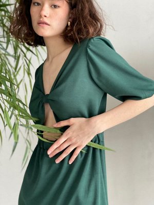 Платье с декоративными узлами зелёное (остаток: , )