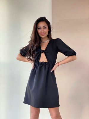 Платье с декоративными узлами чёрное