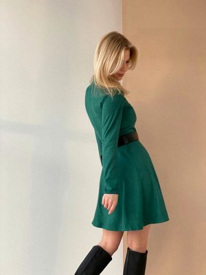 Платье из трикотажной замши зелёное