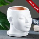 Горшок - органайзер &quot;Голова&quot; белый, 1,3 л/ 15см
