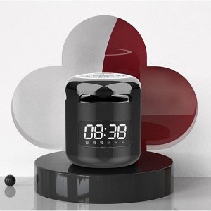 Часы - будильник электронные настольные: колонка, bluetooth, tf-карта, 7.6 х 8.8 см, USB
