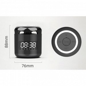 Часы - будильник электронные настольные: колонка, bluetooth, tf-карта, 7.6 х 8.8 см, USB