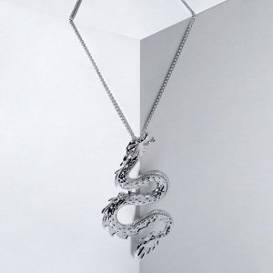Кулон Кулон "Дракон" извивающийся, цвет серебро, L=46 см