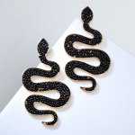 Серьги &quot;Змеи&quot; изогнутые, цвет чёрный в золоте