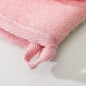 Мочалка-варежка массажная со скрабером Доляна «Афродита», 19x21 см, цвет розовый