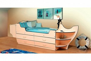Многофункциональная Кровать-комод в детскую комнату Корабль с штурвалом!!! 