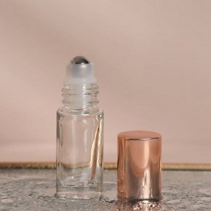 Флакон для парфюма, с металлическим, роликом, 5 мл, цвет прозрачный/розовое золото