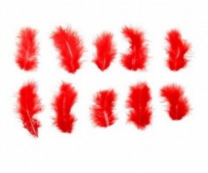 Набор перьев для декора 10 шт размер 1 шт 10 х 2 см цвет Красный