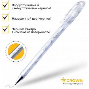 Ручка гелевая Crown ""Hi-Jell Pastel"" пастель белая, 0,8мм