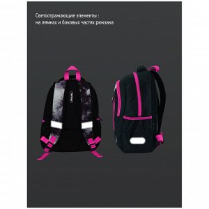 Рюкзак Berlingo Boom ""Black-pink style"" 38,5*29*12см, 2 отделения, 3 кармана, анатомическая ЭВА спин