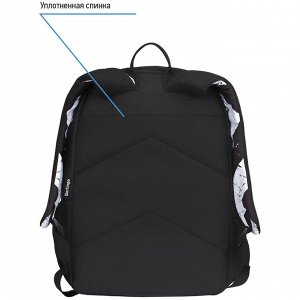 Рюкзак Berlingo Light ""Black White"" 39,5*28*16см, 2 отделения, 3 кармана, уплотненная спинка