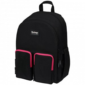 Рюкзак Berlingo Color blocks ""Black pink"" 39*28*17см, 2 отделения, 4 кармана, уплотненная спинка