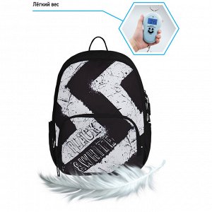 Рюкзак Berlingo Light ""Black White"" 39,5*28*16см, 2 отделения, 3 кармана, уплотненная спинка