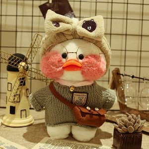Утка Lalafanfan White в свитере с повязкой сумочкой и очками - LalaFanfan Duck