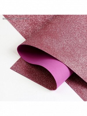 Фоамиран глиттерный 1,8 мм 60 х 70 см цвет темно-розовый цена за 1 шт