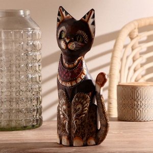 Интерьерный сувенир "Кошка с красными вставками" 30 см