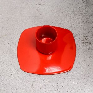 Подсвечник металл на 1 свечу "Квадрат", 3х7 см, красный