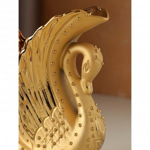 Ваза керамическая "Лебедь", настольная, золотистая, 23 см