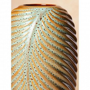 Ваза керамическая "Перо", настольная, павлин, 38 см, авторская работа