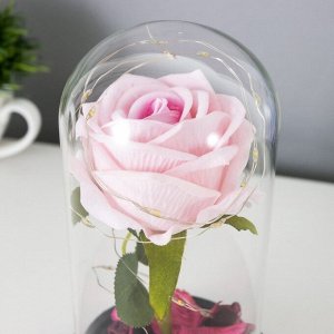 Фигурка светящаяся колба RISALUX «Розовая роза», LED-ночник, 3AAA 8x8x17 см
