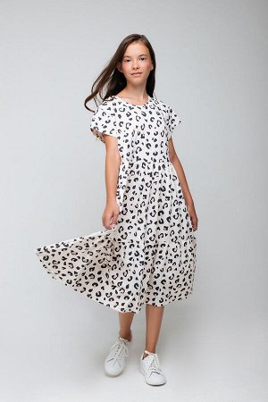 Платье для девочки КБ 5758 светлый жемчуг, леопард к74