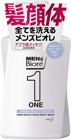 BIORE Men's ONE All-in-One Wash Fresh Fruity Savon - мультифункциональное средство для мытья волос и тела