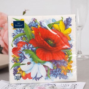 Салфетки бумажные "Art Bouquet" Букет, 3 слоя,33x33, 20 листов