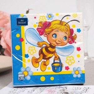 Салфетки бумажные "Art Bouquet" Веселые пчелки, 3 слоя,33x33, 20 листов
