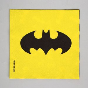 Салфетки бумажные трехслойные Batman, жёлтые 33x33 см, набор 20 шт.