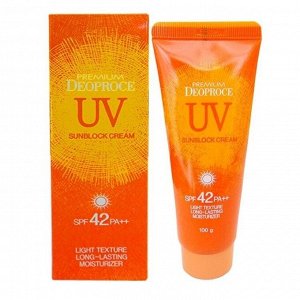 Солнцезащитный крем для кожи лица и тела Deoproce UV Defence Sun Block Cream SPF 42+ PA++