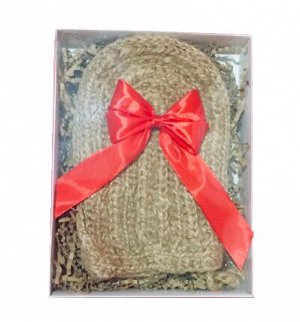 Мочалка-варежка для тела из джута в подарочной упаковке