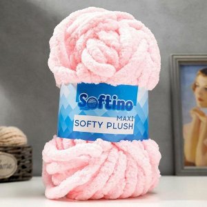 Пряжа фантазийная 100% полиэстер "Softy plush maxi" 250 гр 22 м розовое кружево