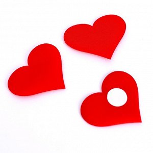 Сердечки декоративные, на клеевой основе, набор 10 шт., размер 1 шт: 5 x 4,5 см, цвет красный