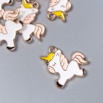 Декор для творчества металл, эмаль &quot;Спящий единорожка&quot; 1,7х1,7 см
