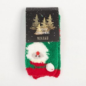 Носки женские махровые MINAKU «Дед Мороз», размер 36-39 (23-25 см)