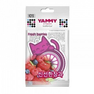 Ароматизатор подвес. "Yammy" картон с пропиткой Котик "Fresh Berries"