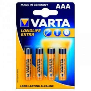 Батарейка "VARTA" Longlife Extra AAA (LR3) к-т4шт, (1/10/50) 5072/7075