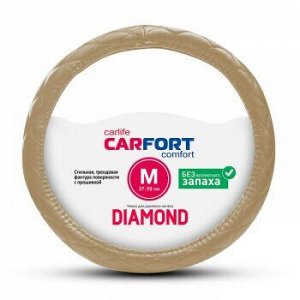 Оплетка CarFort Diamond, бежевая прошивка, мягкая, М (1/25) CS2172