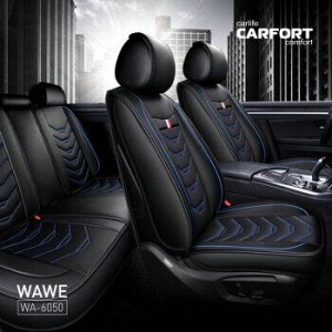 Чехлы для авто (Накидки) CARFORT Wave, экокожа, комплект, черный