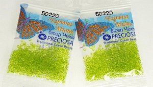 Бисер Чехия Preciosa 50220, 5 гр светло зеленый чешский бисер